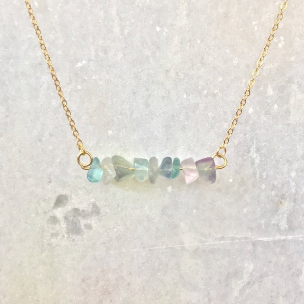 Rainbow Fluorite Bar Necklace